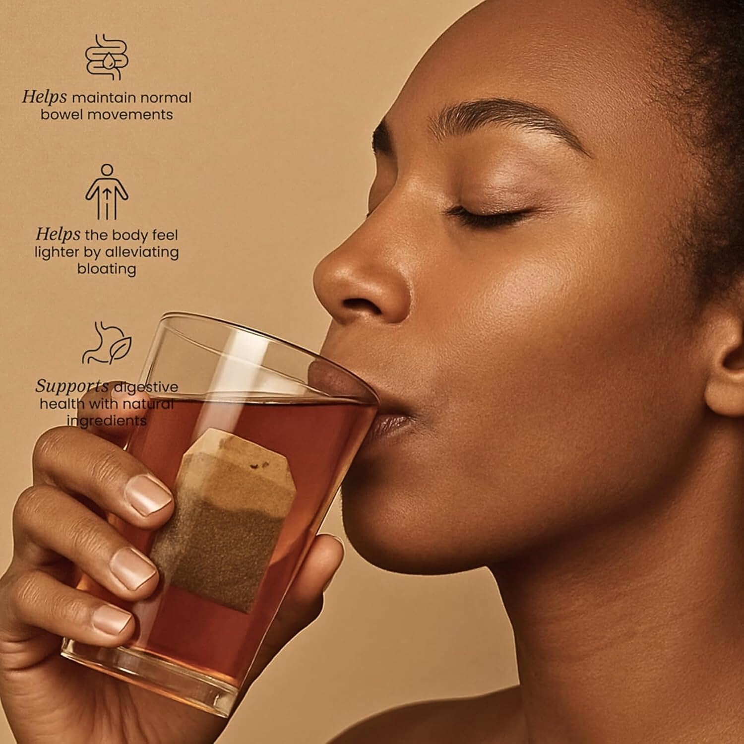 Dherbs Bowel Motion Tea Detox Drink, 20 Herbal Tea Bags (1 Pack) - Made with Senna Leaf, Ginger Root, Peppermint & More for Colon & Stomach Cleanse