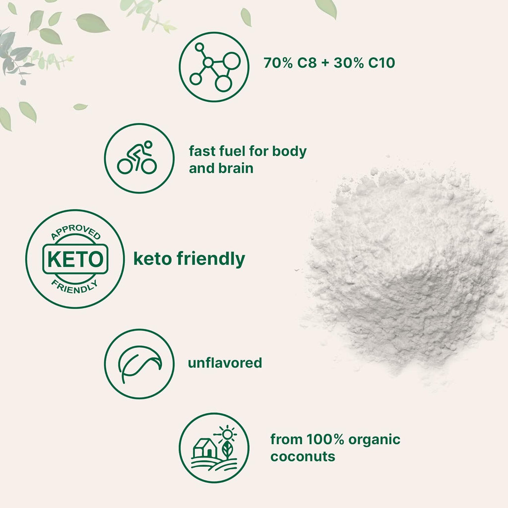Micro Ingredients Organic MCT Oil Powder with Prebiotic Fiber,1 Pound (16 Ounce) | C8 MCT Oil for Coffee Creamer | No GMOs, Keto Diet, Vegan