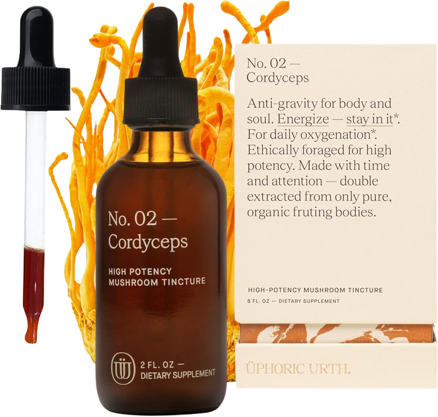 Cordyceps Mushroom Extract - Double Extracted Fruitbody Mushroom Tincture | Natural Support for Stamina, Endurance, Oxygen Uptake, Cardiac Function, Respiratory Health (60 Servings)