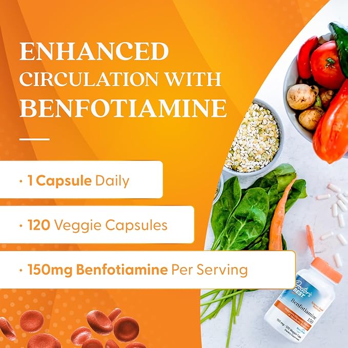 Doctors BEST Benfotiamine 150, Supports Glycemic Balance & Metabolic Response, Non-GMO, Gluten Free, Soy Free, Vegan 120 Veggie Caps