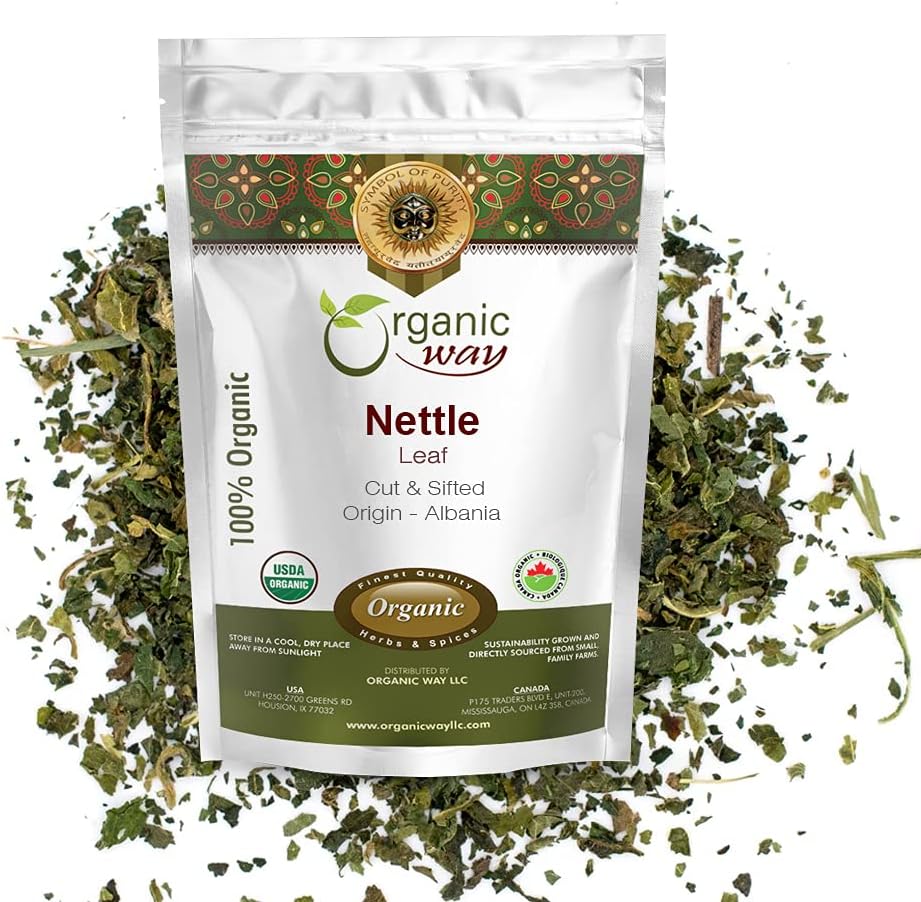 Organic Way Stinging Nettle Leaf Cut & Sifted (Urtica dioica) - Herbal Tea | European Wild-Harvest | Kosher Certified | Vegan, Non GMO & Gluten Free | USDA Certified | Origin - Albania (8 Oz)