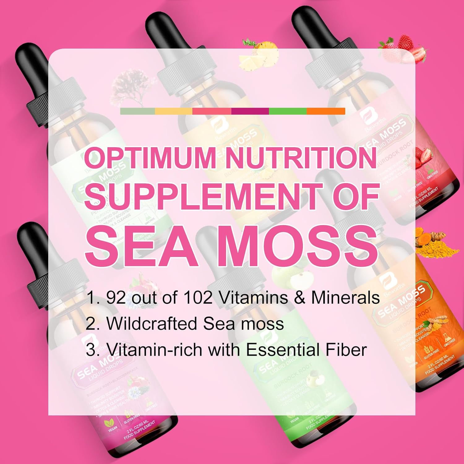 Sea Moss Liquid Drops - Black Seed Oil & Irish Sea Moss Gel with Burdock Root Bladderwrack, Elderberry, Spirulina, Seamoss Supplement for Energy Booster, Digestive Health - 4 Fl Oz, Vegan