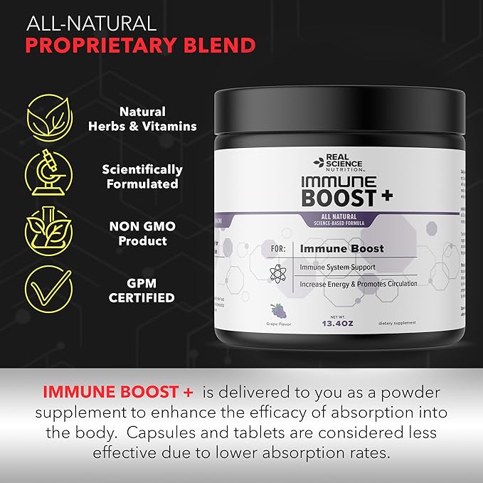 Immune Boost Plus | Natural Immunity Formula, Boost Immune System Health and Wellness, More Powerful Than Elderberry, Zinc, Echinacea - in a Fast Acting Powder
