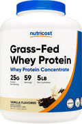 Nutricost Grass-Fed Whey Protein Concentrate (Vanilla) 5LBS - Undenatured, Non-GMO, Gluten Free, Natural Flavors