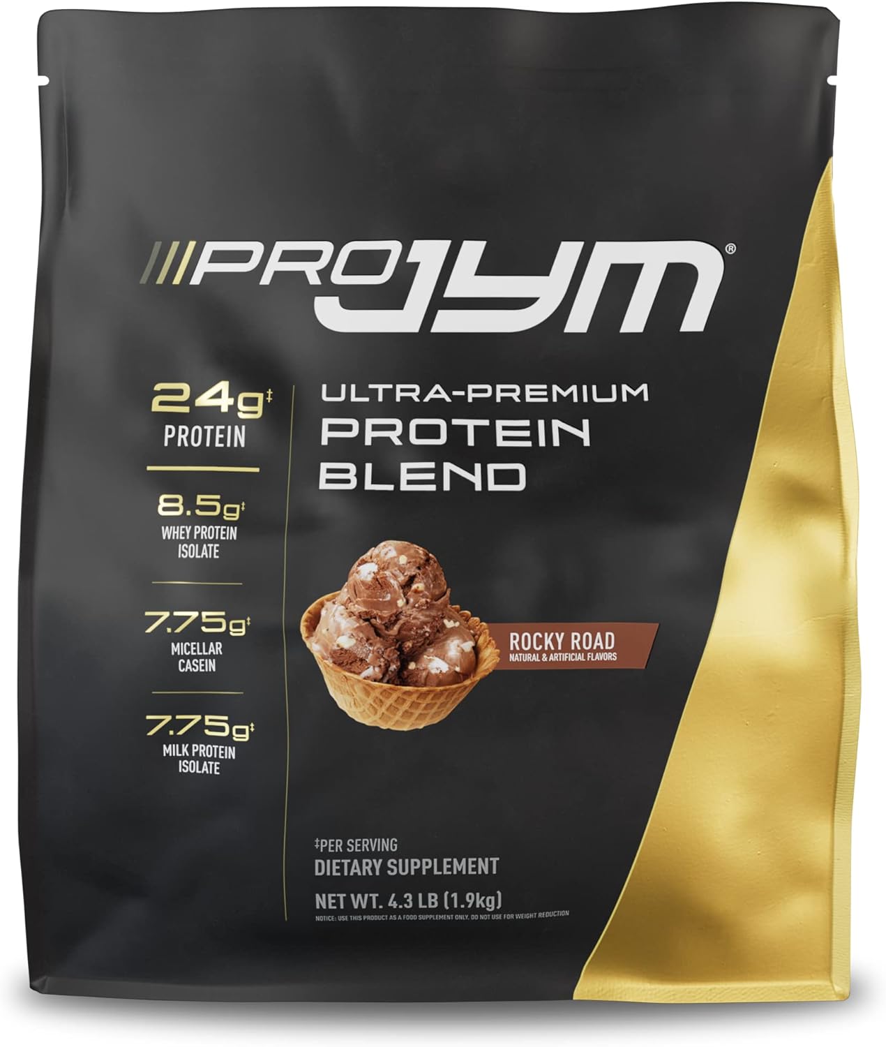 JYM Supplement Science Pro JYM Rocky Road Protein Powder - Whey Protein Isolates, Casein, & Milk Protein, Lean Muscle Building for Men & Women, 45 Servings