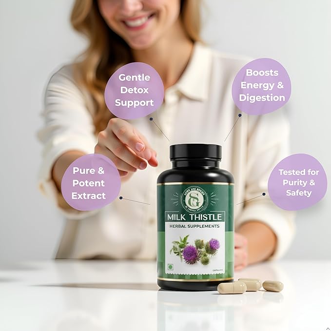 Milk Thistle 250mg- 120 Capsules | Silymarin Extract | with Glutathione, Zinc & Choline | Liver Cleanse Detox & Repair | Gentle Daily Liver Support Supplement
