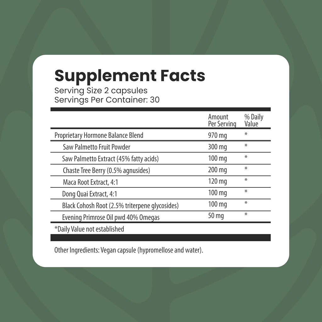 The Spa Dr. Hormone Balance for Women - Menopause Supplements for Women with Saw Palmetto, Chaste Tree Berry, Dong Quai for Night Sweats, Hot Flashes & Mood Swings - Menopause Support - 60 Capsules