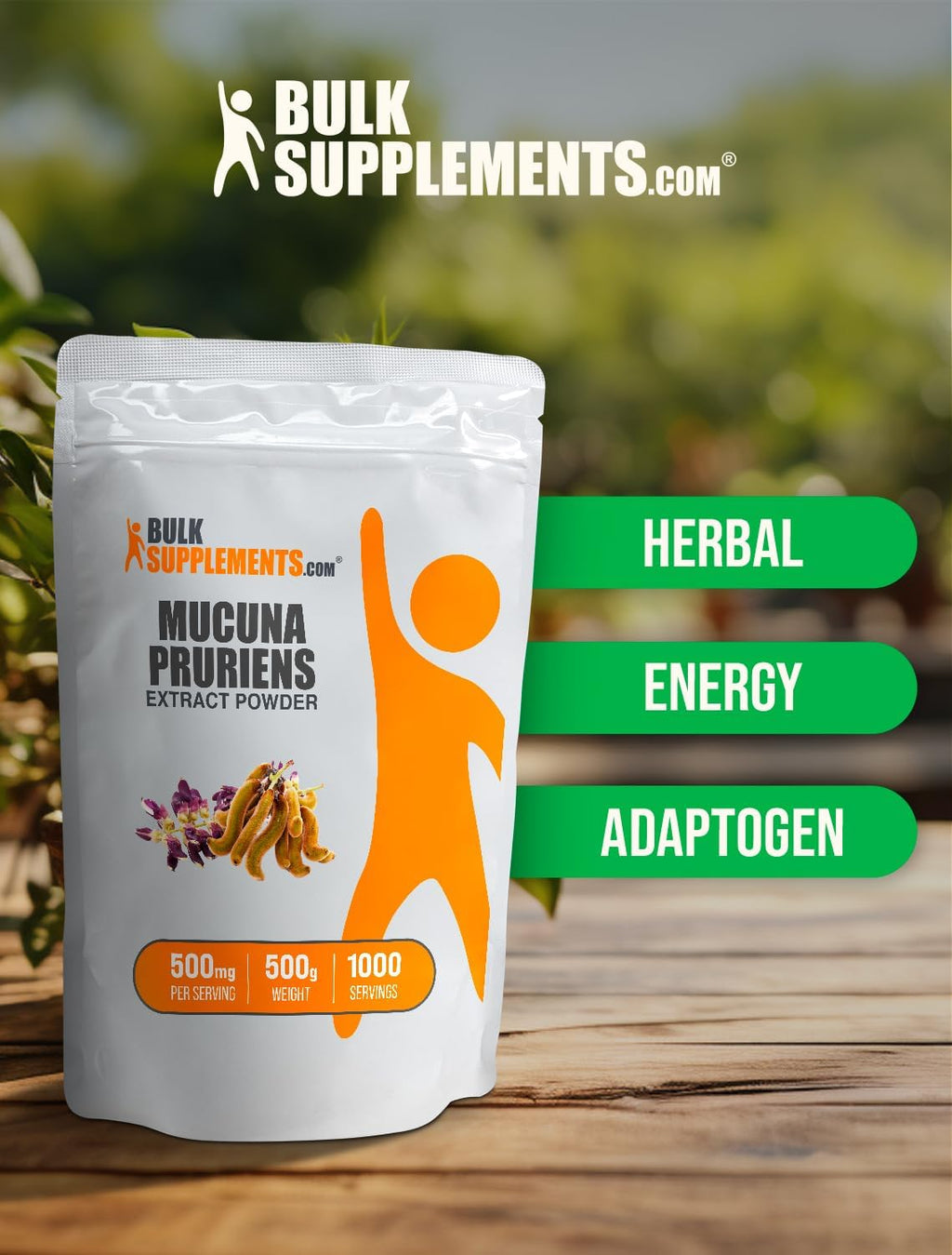 BulkSupplements.com Mucuna Pruriens Extract Powder - Mucuna Pruriens Supplements, Herbal Supplement - Vegan & Gluten Free, 500mg per Serving, 500g (1.1 lbs) (Pack of 1)