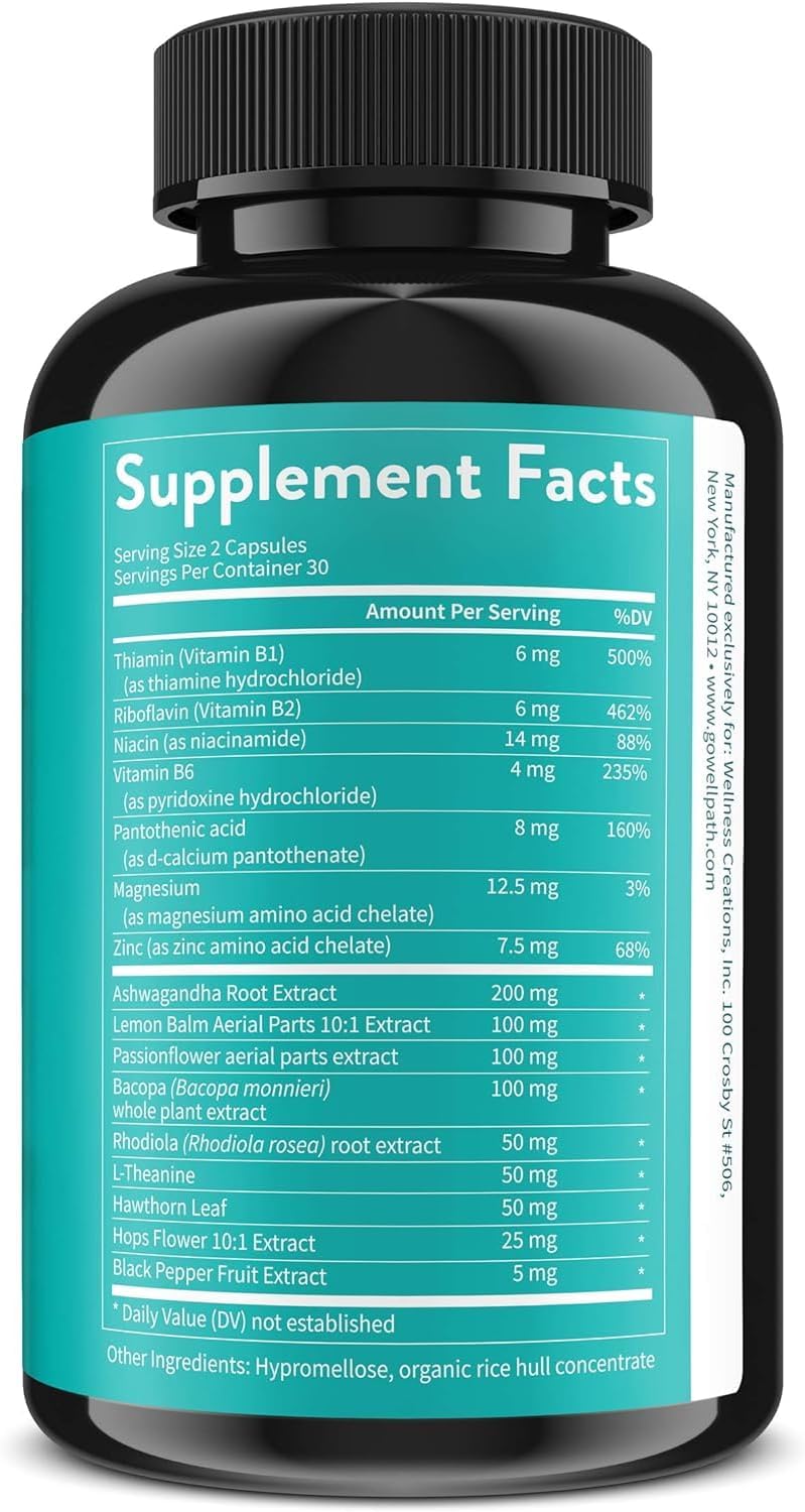 WellPath Zen Stress Relief Supplement + Mood Support (180 ct) | Calm, Stress & Energy Aid | Ashwagandha Root, Rhodiola Rosea, L-Theanine, Lemon Balm | Herbal Capsules
