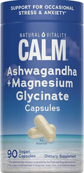 Natural Vitality Calm Ashwagandha + Magnesium Glycinate Capsules | Support for Occasional Stress & Anxiety | Gluten Free Supplement | 90 Count