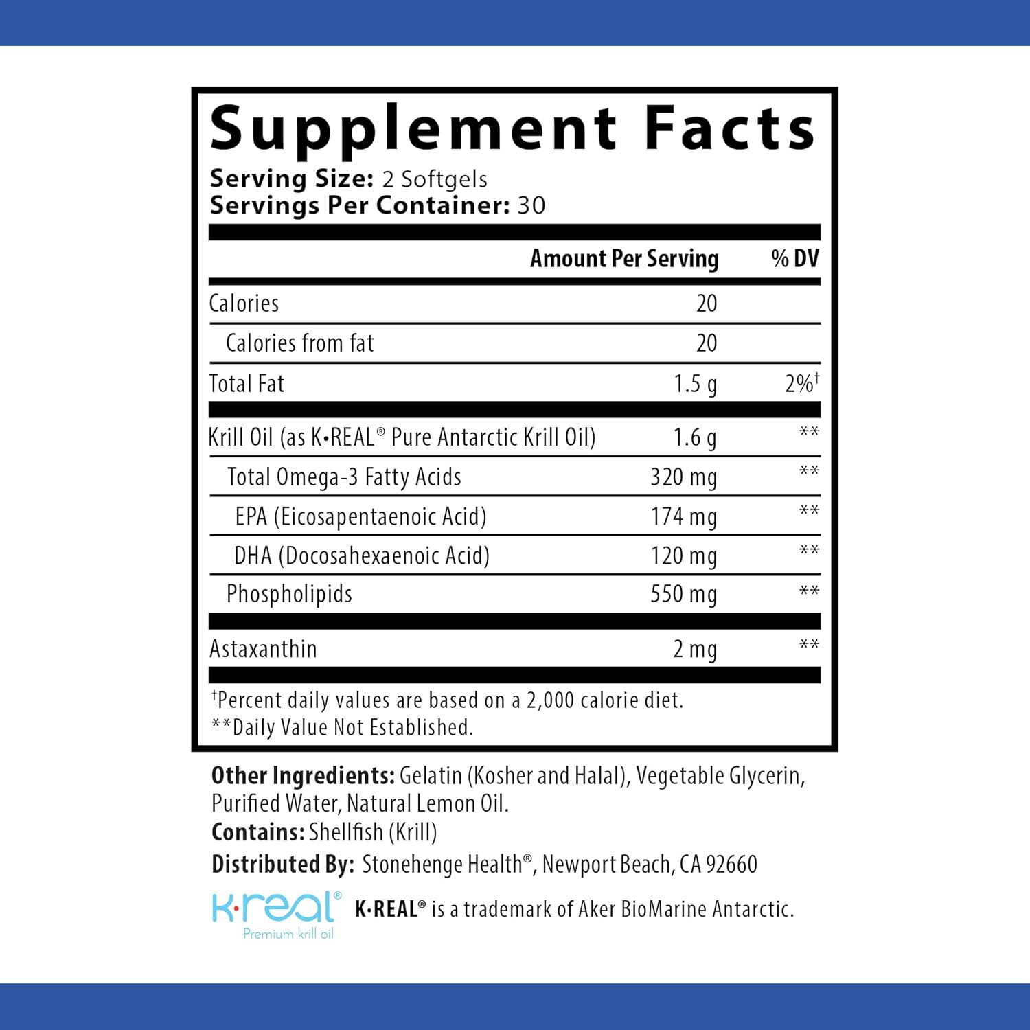 Stonehenge Health Dynamic Krill Oil 1600mg – Triple Strength Antarctic Omega-3 Supplement with EPA, DHA, Phospholipids & 2mg Astaxanthin – Supports Heart, Brain, Skin, Joint & Eye Health – 60 Softgels
