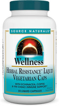 Source Naturals Wellness Herbal Resistance Liquid Immune Defense Supplement & Immunity Booster with Echinacea, Elderberry & Yin Chiao* - 30 Vegetarian Capsules
