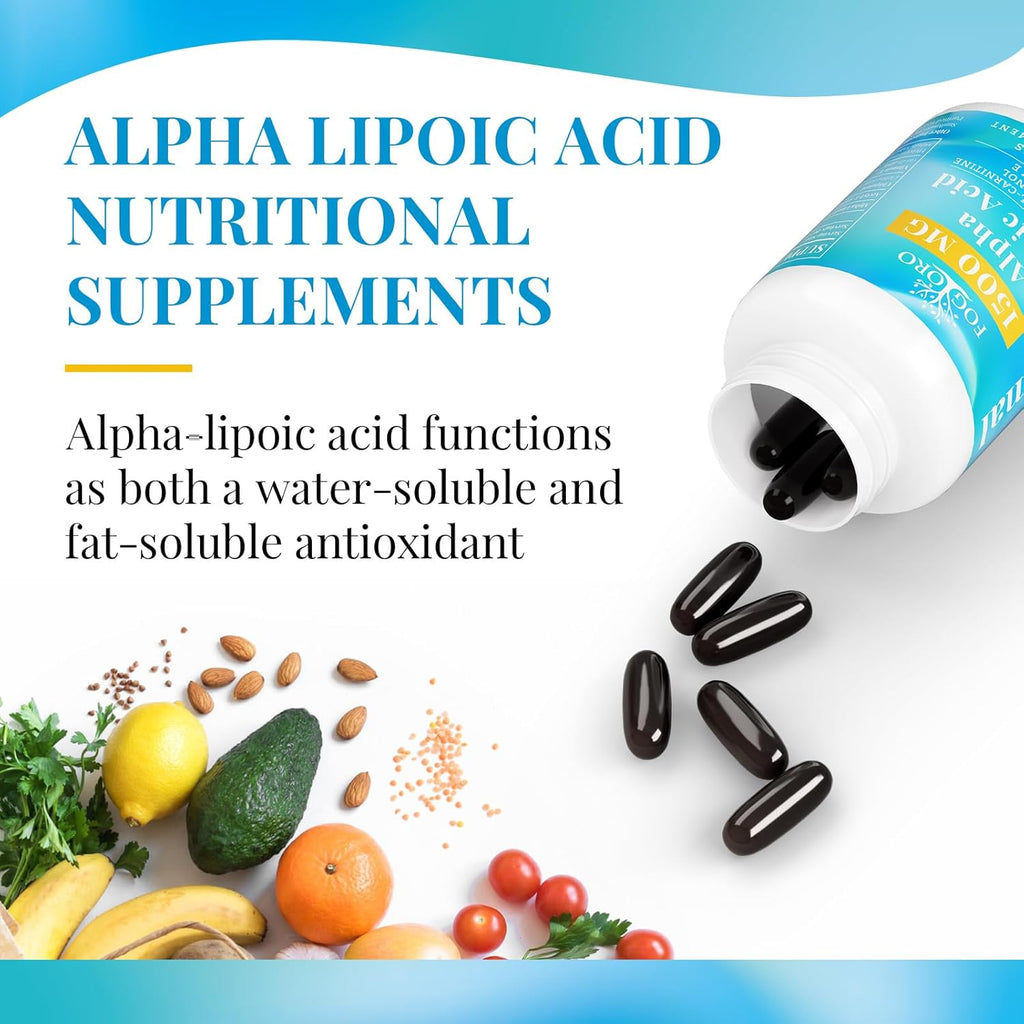 Fogoro Alpha Lipoic Acid 1500 mg-Liposomal ALA Supplement for Cellular Energy Production,Lipid Metabolism,Free Radical Scavenger,120 Softgels