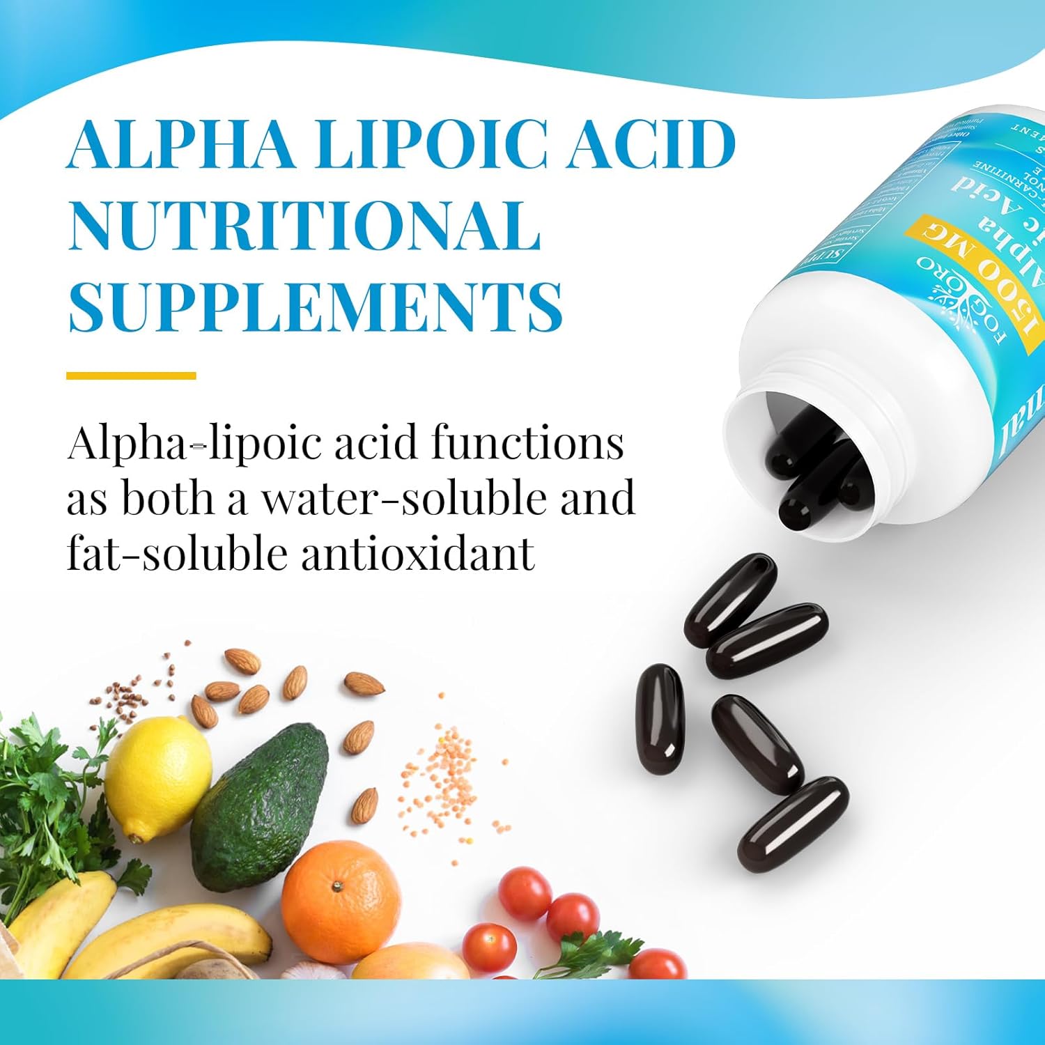 Fogoro Alpha Lipoic Acid 1500 mg-Liposomal ALA Supplement for Cellular Energy Production,Lipid Metabolism,Free Radical Scavenger,120 Softgels