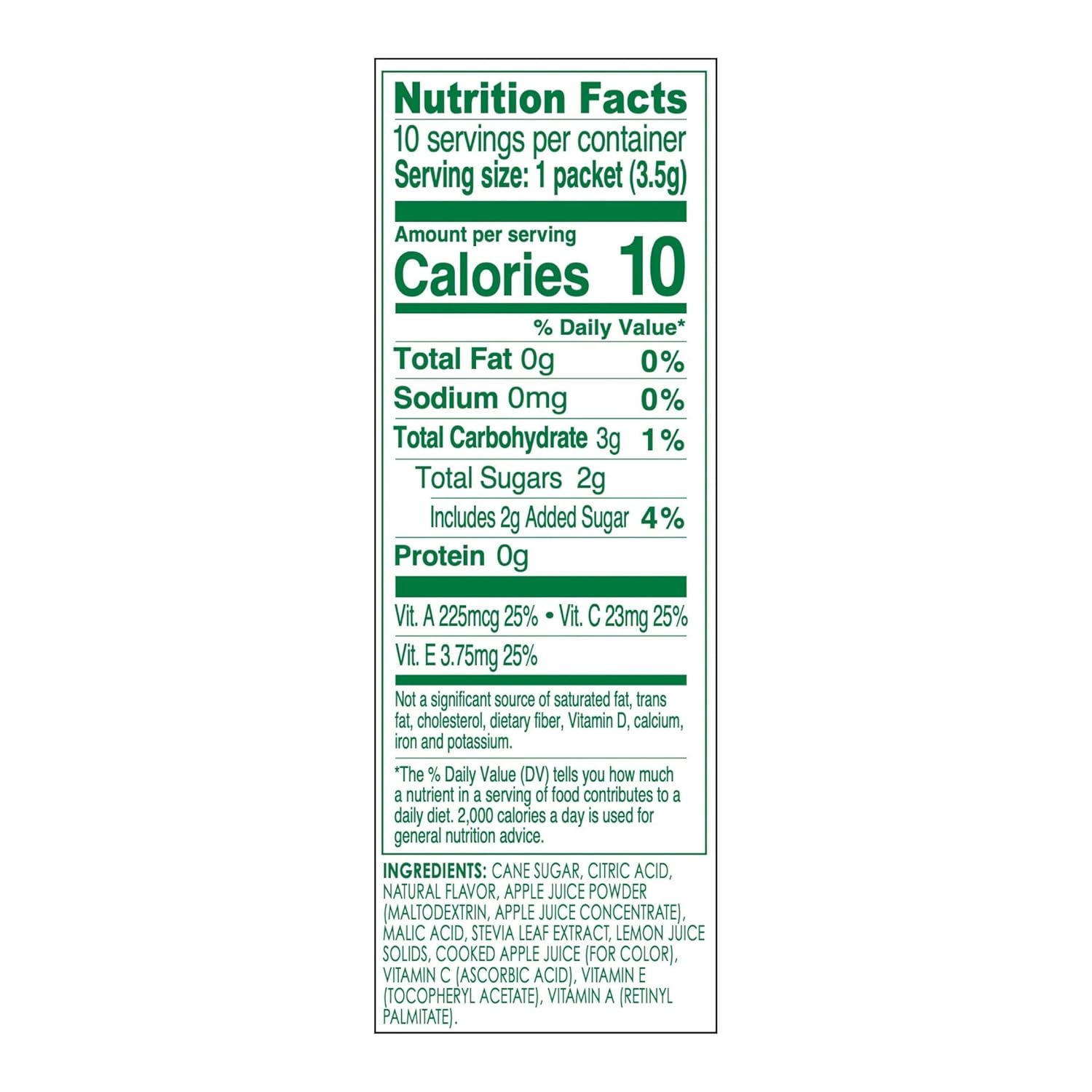 TRUE LEMON KIDS Crisp Apple (10 Packets) - Hydration, No Preservatives, No Artificial Flavors, No Sweeteners - Low Sugar Water Flavoring - Juice Powdered Drink Mix for Kids