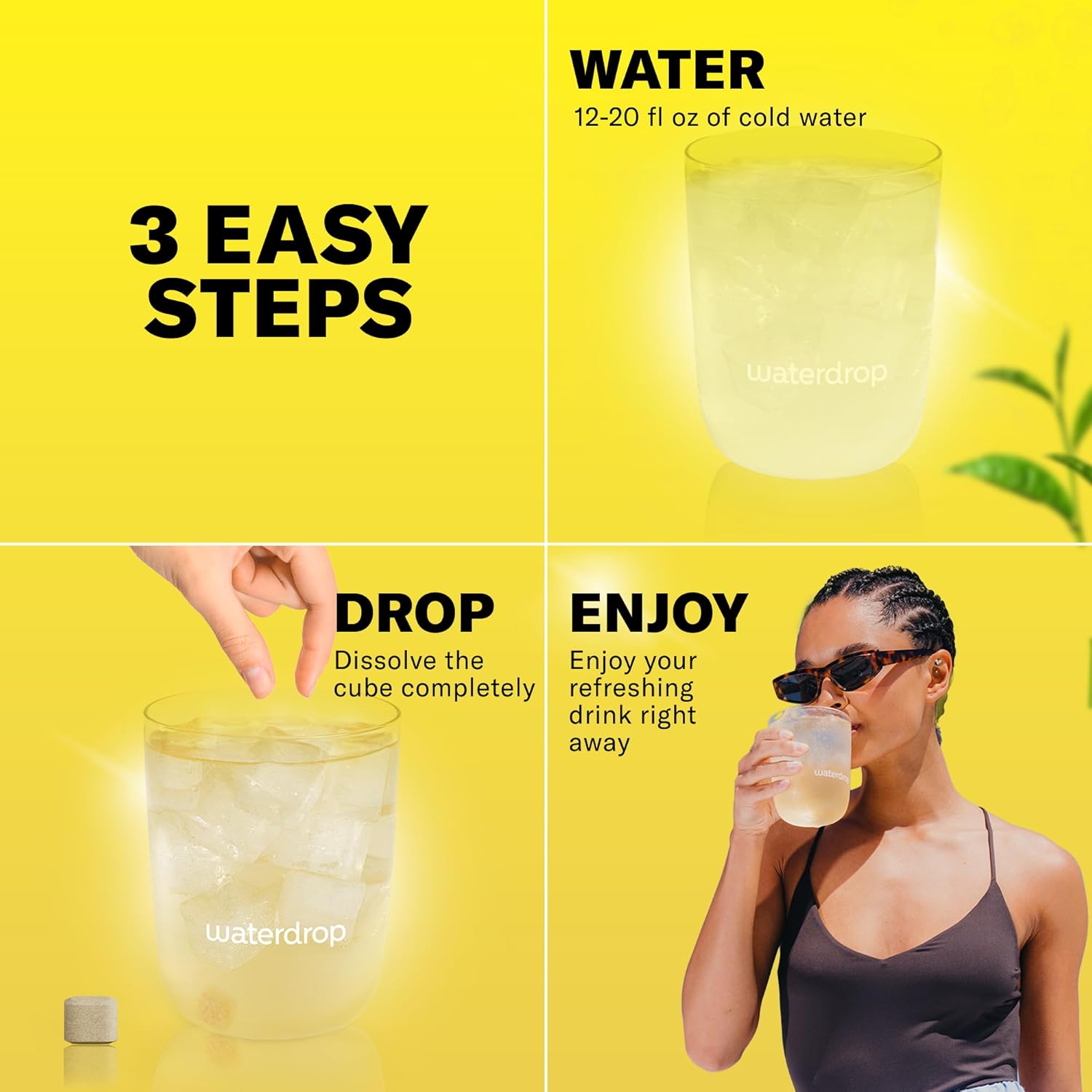 Waterdrop Hydration Cubes with Vitamin C, B Vitamins, and Electrolytes, Iced Tea Lemon Flavor, Flavored Water Enhancer Cubes for Still & Sparkling Water, Low Calorie, Sugar Free, Gluten Free, 24 Count