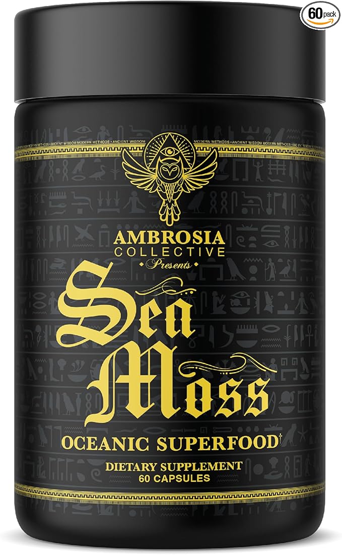 Ambrosia Irish Sea Moss Capsules | High Dose 500 mg/Serving | Made with Organic Sea Moss | Veggie Capsules