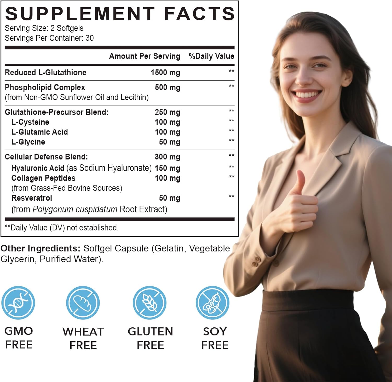 Liposomal Glutathione Softgels, Enhanced Absorption - Liposomal Delivery, Active Form L-Glutathione, Cellular, Immune Function & Liver Detox, Rich in Antioxidant Formula, Gluten Free, 480 Softgels