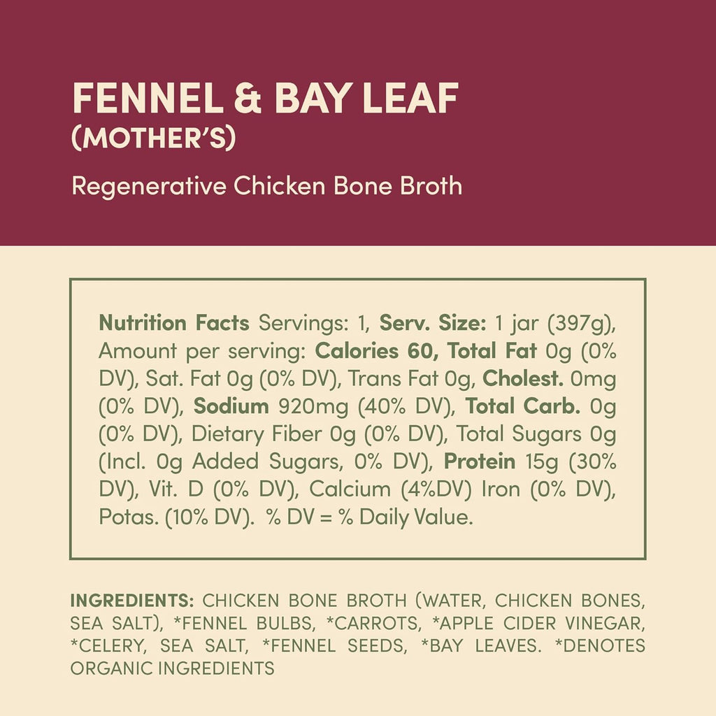 FOND Pasture-Raised Regenerative Chicken Bone Broth infused with Organic Fennel & Bay Leaf