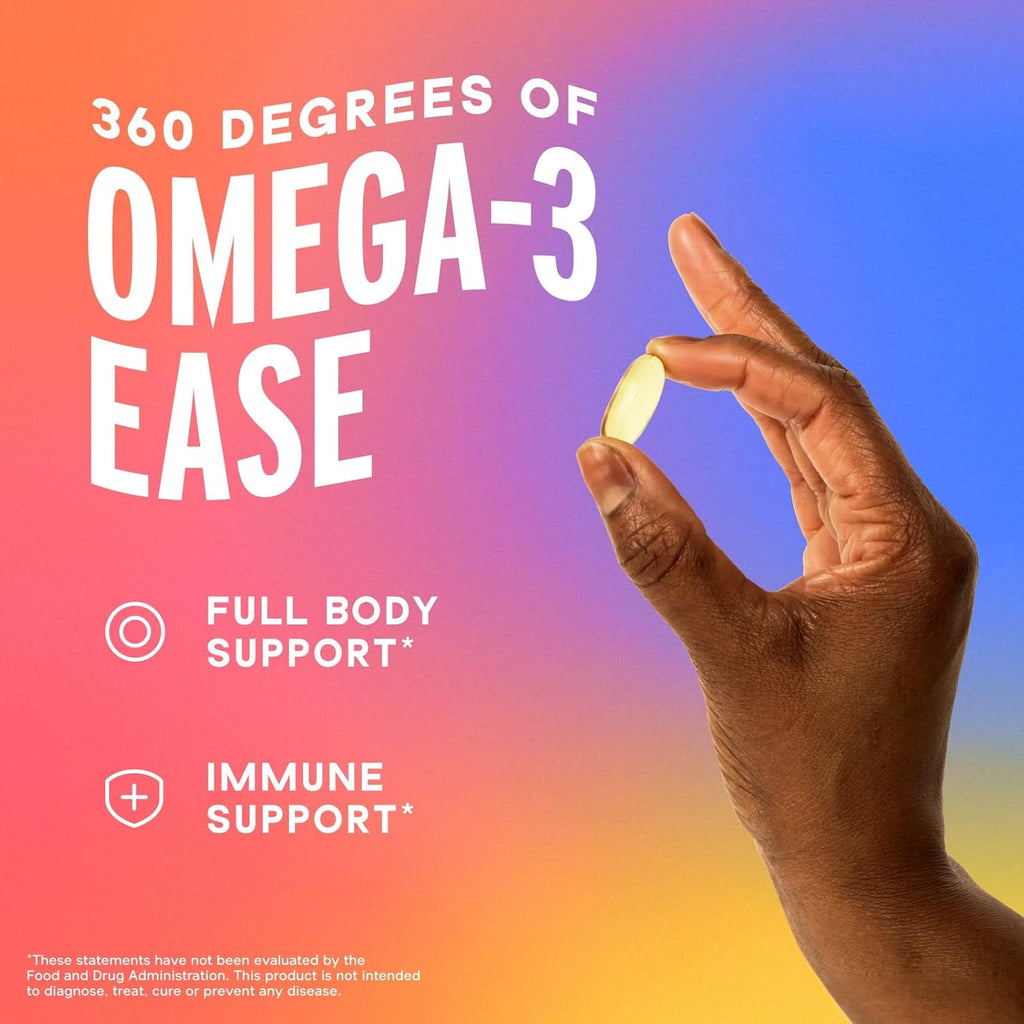 Oceanblue Essentials Everyday Omega 3 – 90 Count – Burpless Fish Oil Supplement with Vitamin D3 – EPA & DHA for Heart and Immune Support – Non-GMO – Tasty Orange Flavor – 3 Month Supply