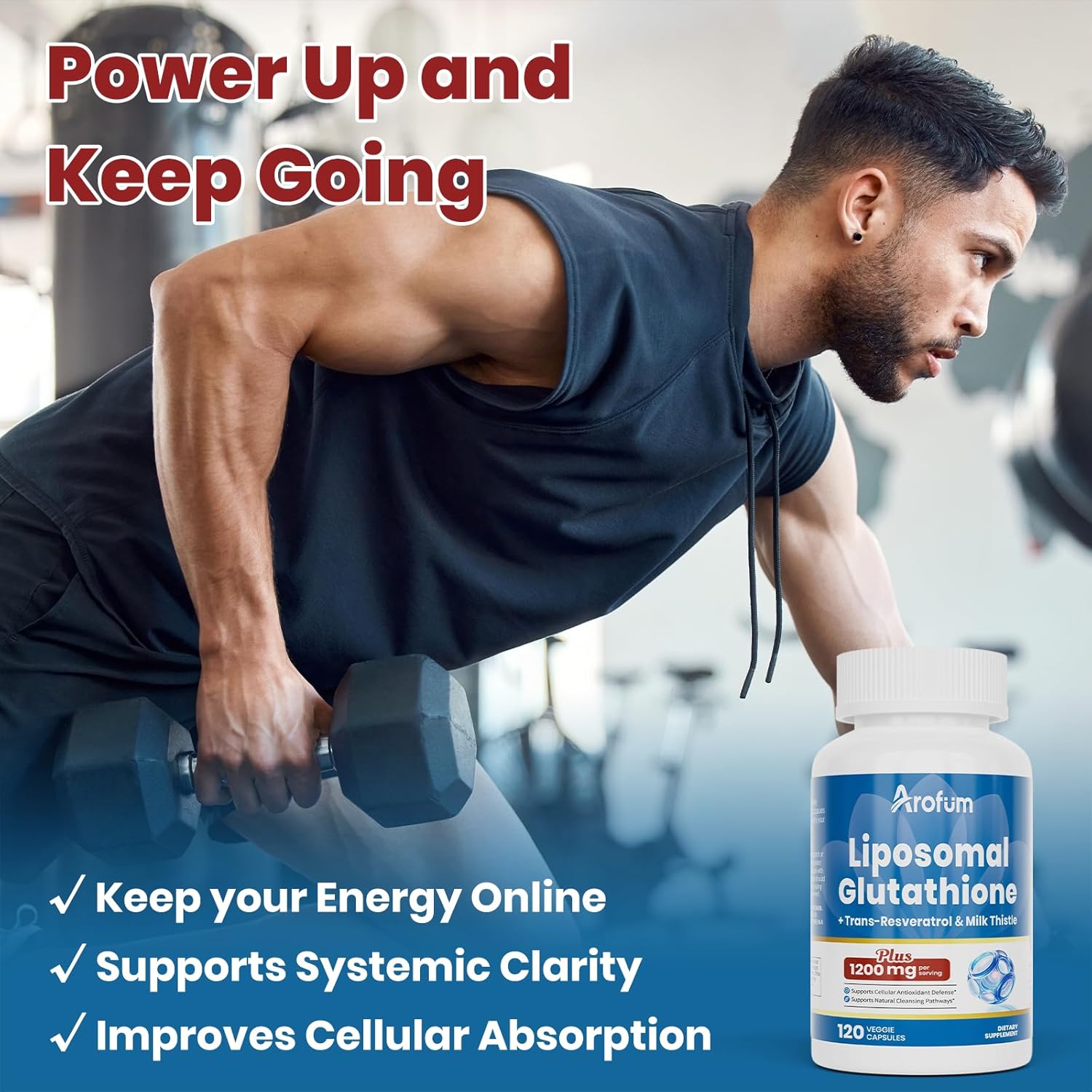 Liposomal Glutathione 120 Capsules – Reduced Setria L-Glutathione with Trans-Resveratrol & Milk Thistle, High Absorption Supplement for Liver Wellness & Skin Health