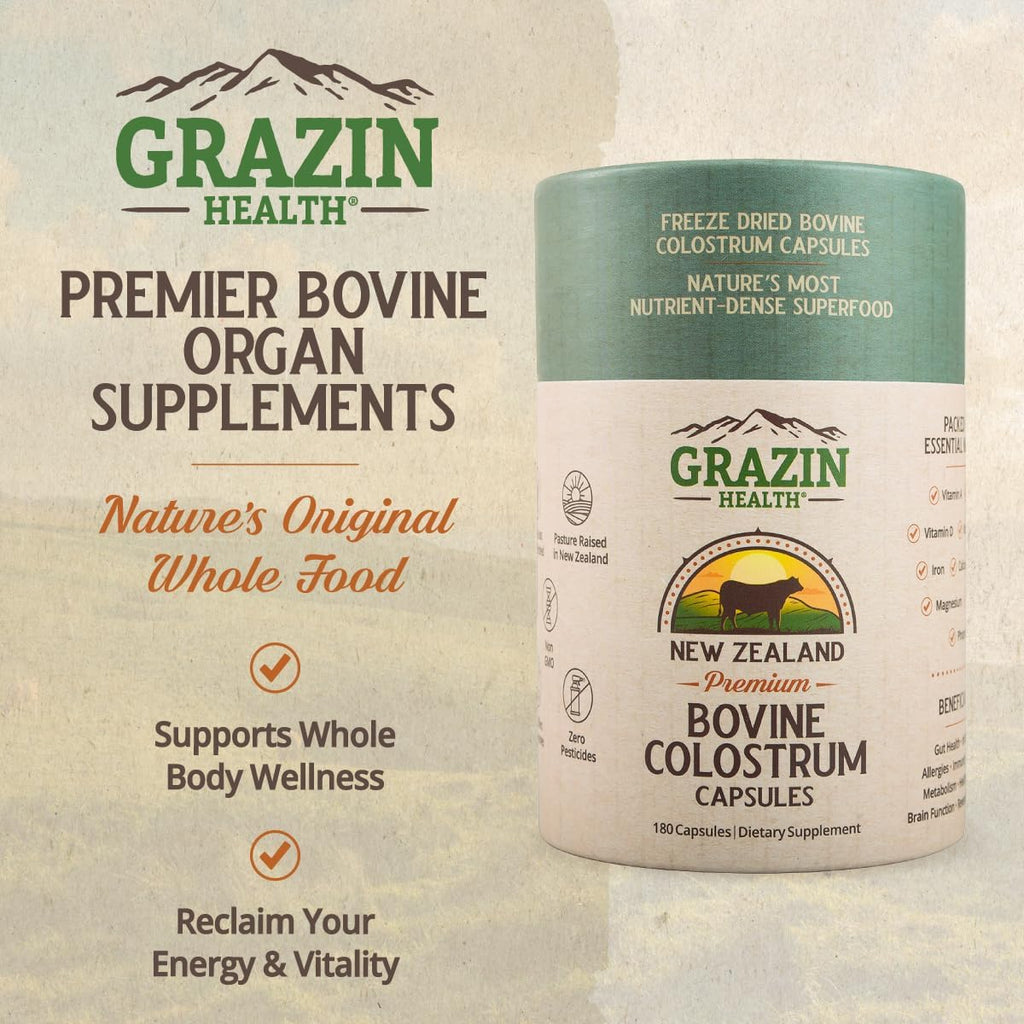 Grass Fed Bovine Colostrum: 3000Mg per Serving (500 mg per Capsule) (30 Servings)
