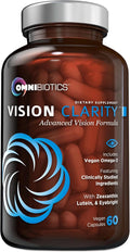 Vision Clarity Eye Vitamins – AREDS2 Inspired Formula with Lutein & Zeaxanthin, Bilberry, Eyebright & Vegan Omega-3 – Macular, Retina & Blue Light Support – for Adults – 2 per Day – 60 Vegan Capsules