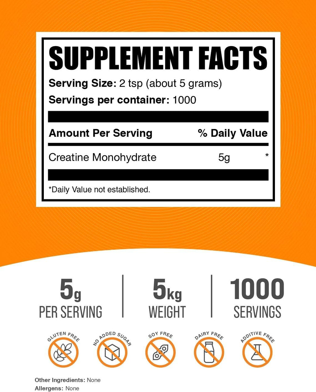 BulkSupplements.com Creatine Monohydrate Powder - Creatine Supplement, Micronized Creatine, Creatine Powder - Unflavored & Gluten Free, 5g (5000mg) per Servings, 5kg (11 lbs) (Pack of 5)