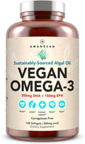 AMANDEAN Vegan Omega 3 Supplement. Premium Fish Oil Alternative. Algae DHA & EPA. Carrageenan Free Softgels. Algal Essential Fatty Acids. Plant Based Heart, Brain, Eye, Skin, Immune Support. (120ct)