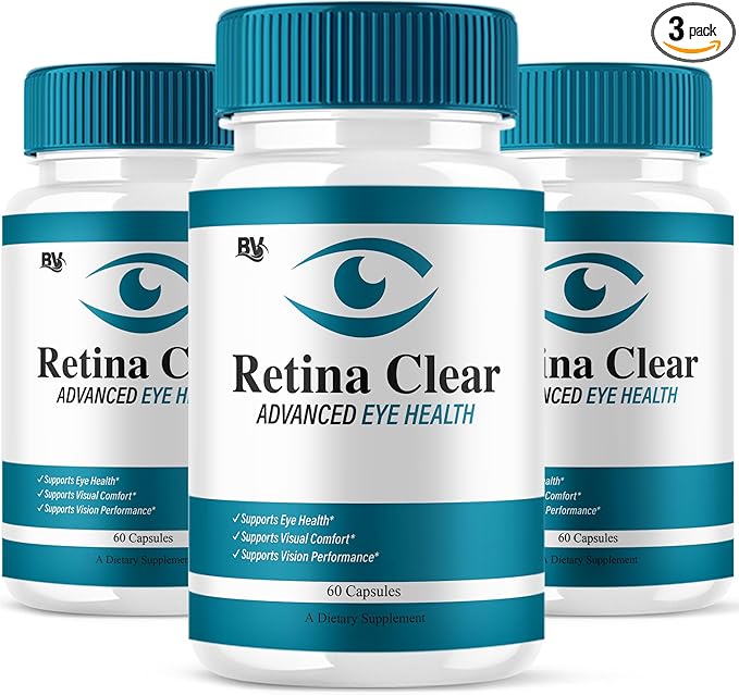 (3 Pack) Retina Clear Advanced Eye Health Supplement, Retina Clear Max Strength Overall Vision & Wellness Supplement, RetinaClear Advanced Vision Support and Eye Health Formula Pills (180 Capsules)