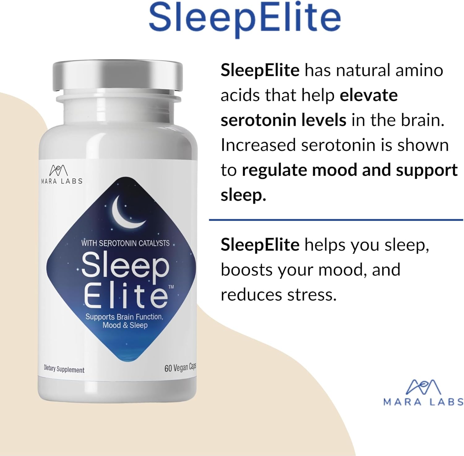 Mara Labs SleepElite | Supports Brain Function, Mood, and Sleep | with Serotonin Catalysts | 30 Servings
