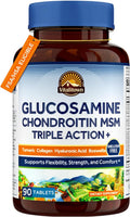 Vitalitown Glucosamine Chondroitin MSM | Collagen, Boswellia, Turmeric, Hyaluronic Acid, Bromelain | Triple Action+ Formula | 12 Move-Freely Ingredients | 90 Tablets, No Shellfish