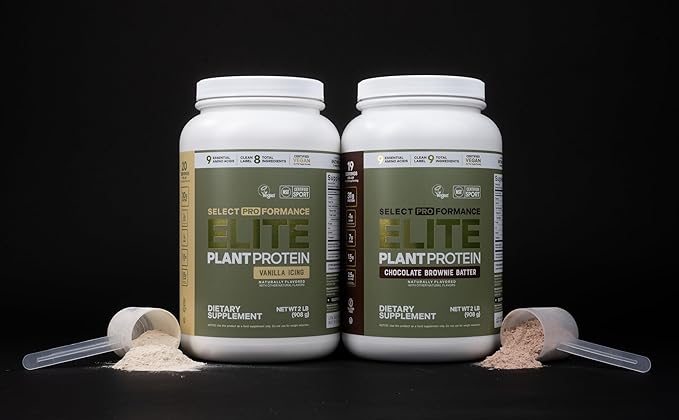 Select Proformance Elite Vegan Protein Powder - 16g of Protein per Scoop, Plant Based, Dairy Free, Gluten Free, Clean Ingredients - Chocolate Brownie Batter, 2lb Tub (40 Servings)