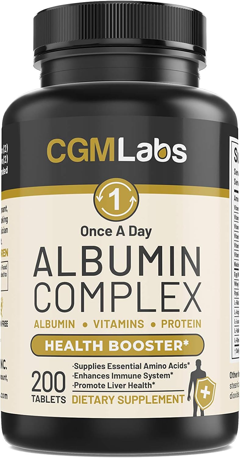 Once A Day Albumin Complex - Whey Protein, Royal Jelly, Essential Amino Acids - 200 Chewable Tablets