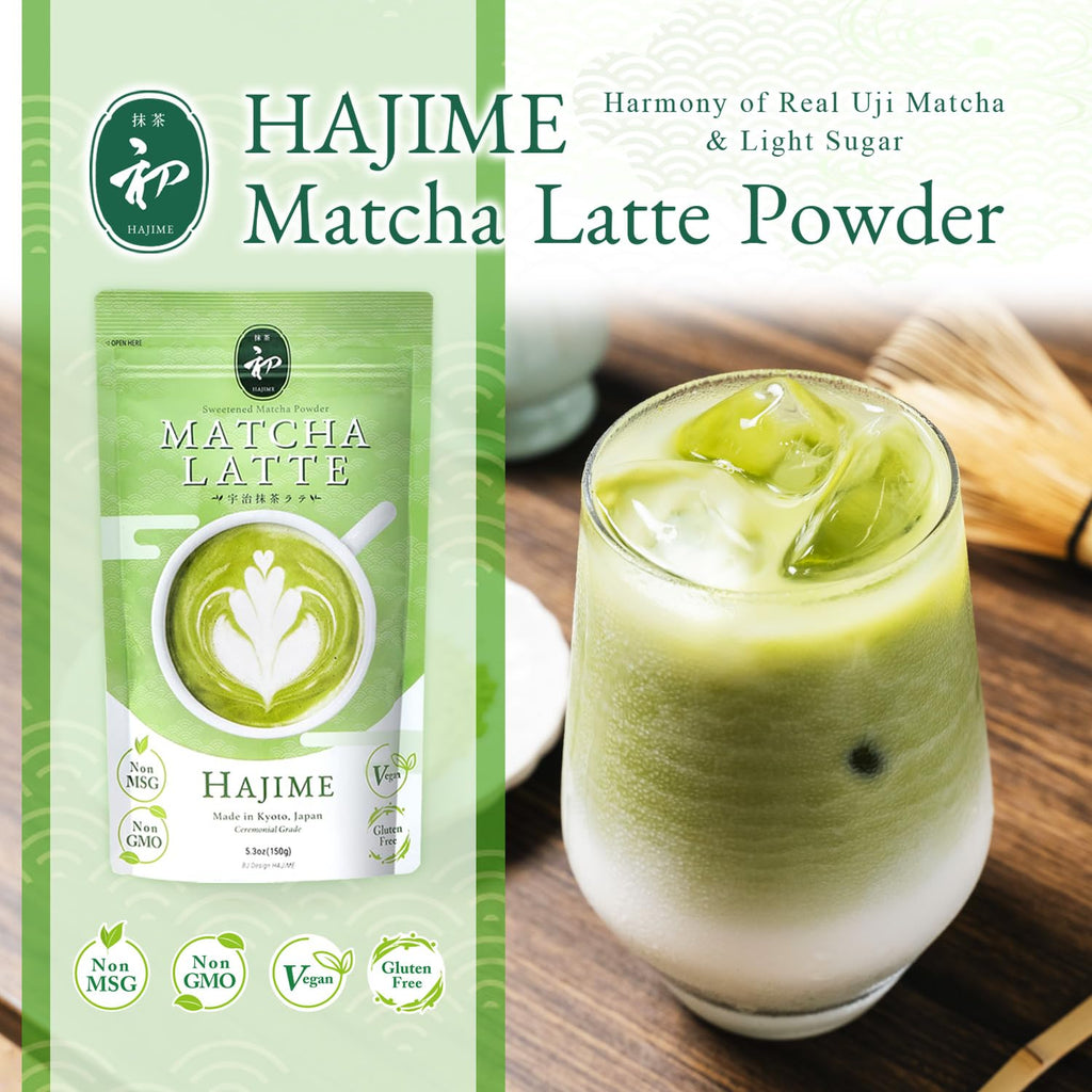 BJDesign Matcha Latte Powder “HAJIME” Sweetened Matcha Green Tea Powder - Authentic Japanese Origin - Non MSG, Non GMO, Vegan, Gluten Free (1.1 Pound)