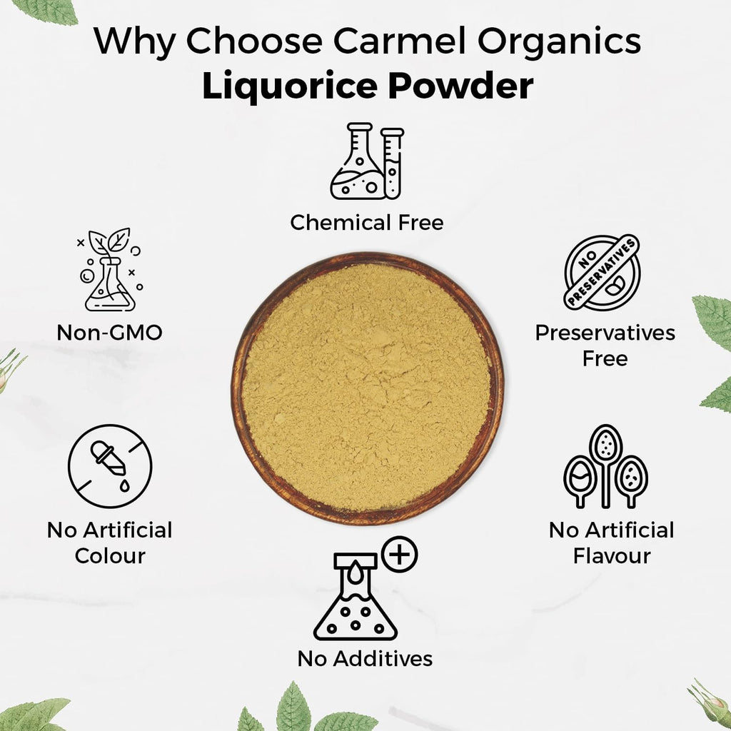 CARMEL ORGANICS Licorice Root Powder - 8 Ounce | Herbal Supplement | Natural Sweetener and Digestive Aid | Non-GMO | No Added Preservatives & Additives