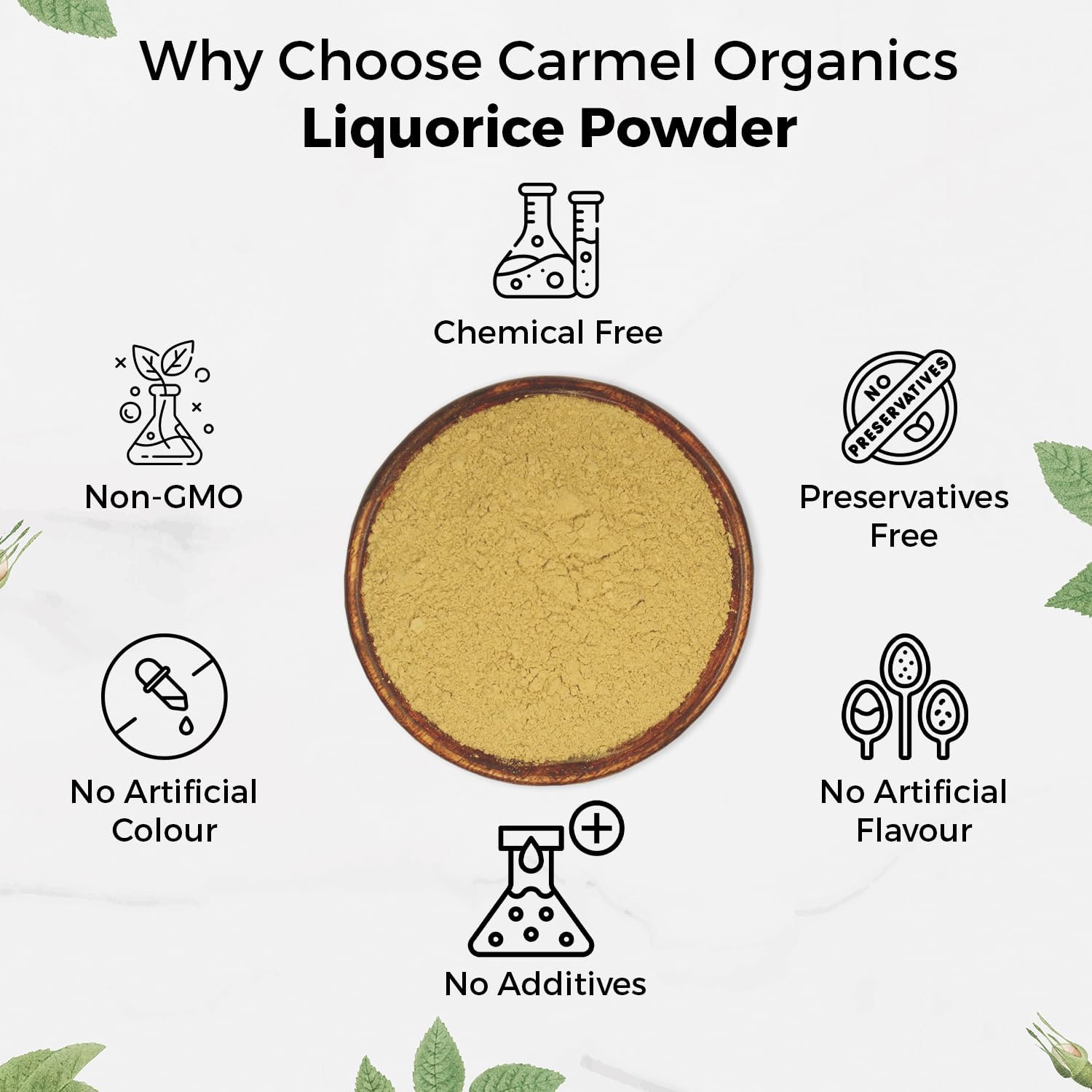 CARMEL ORGANICS Licorice Root Powder - 8 Ounce | Herbal Supplement | Natural Sweetener and Digestive Aid | Non-GMO | No Added Preservatives & Additives