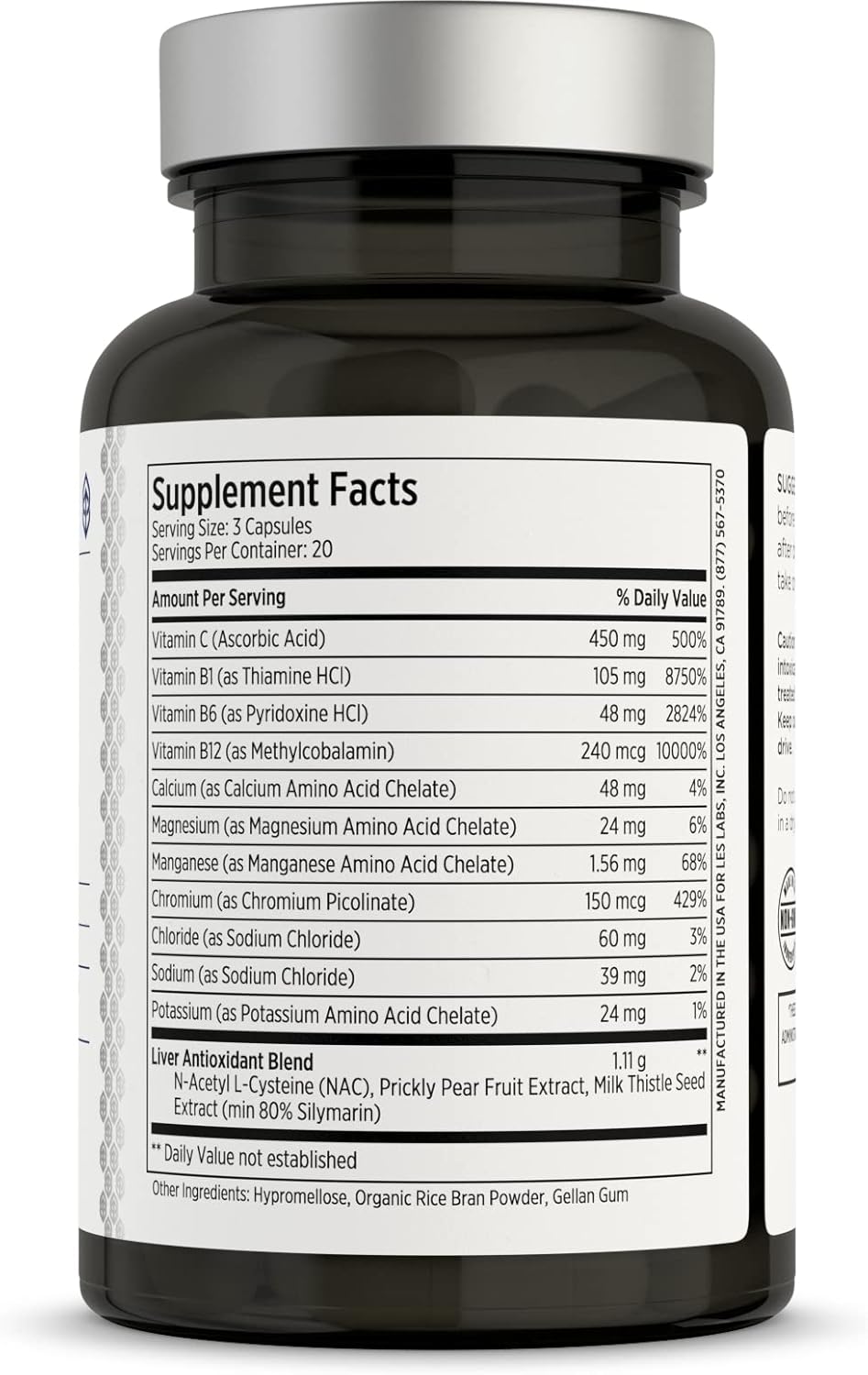 LES Labs DeToxx – Better Mornings & Recovery, Liver Support, Electrolyte Replenishment & Glutathione Support – Prickly Pear, Milk Thistle & NAC – Non-GMO Supplement – 60 Capsules