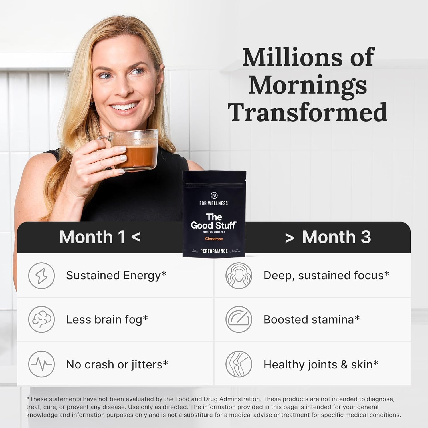 For Wellness The Good Stuff Performance | Healthy Coffee Creamer Powder with Collagen, MCT Oil & L-Theanine | Keto Non-Dairy Coffee Booster for Focus & Energy | 30 Servings