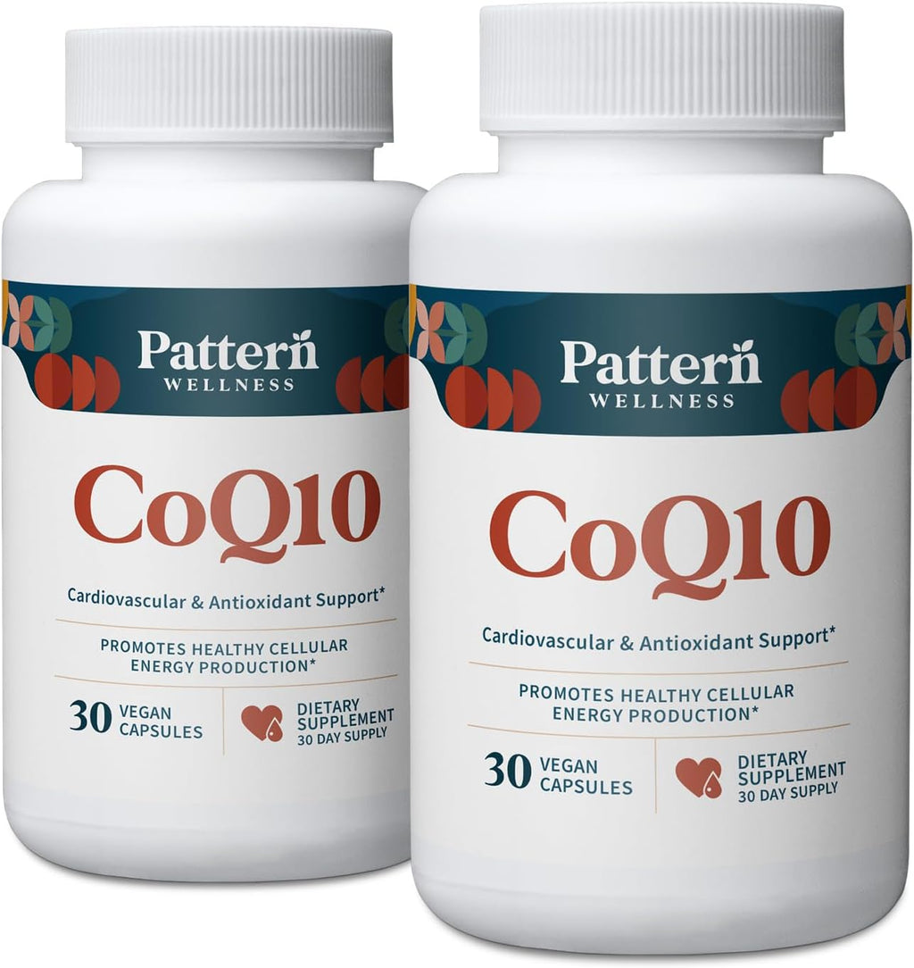 Pattern Wellness CoQ10-200mg Ubiquinone with Bioperine Black Pepper Extract - Cardiovascular & Cellular Energy Production Support - Non-GMO - 60 Vegan Capsules