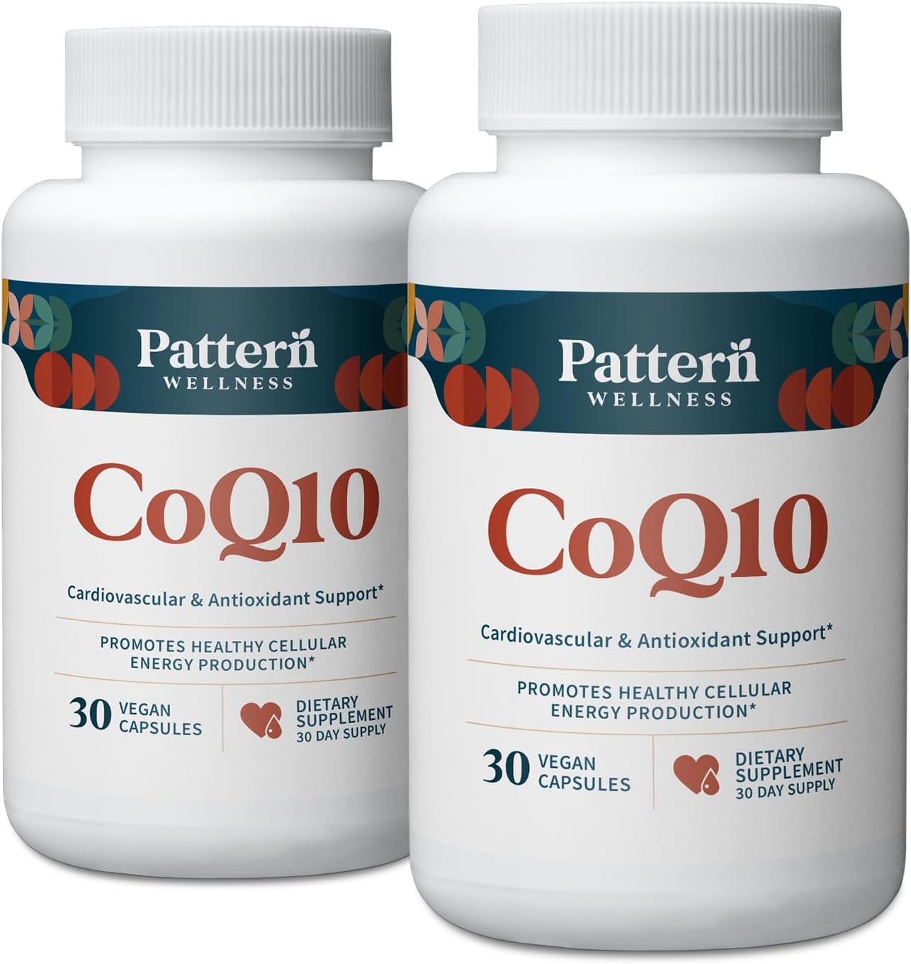 Pattern Wellness CoQ10-200mg Ubiquinone with Bioperine Black Pepper Extract - Cardiovascular & Cellular Energy Production Support - Non-GMO - 60 Vegan Capsules