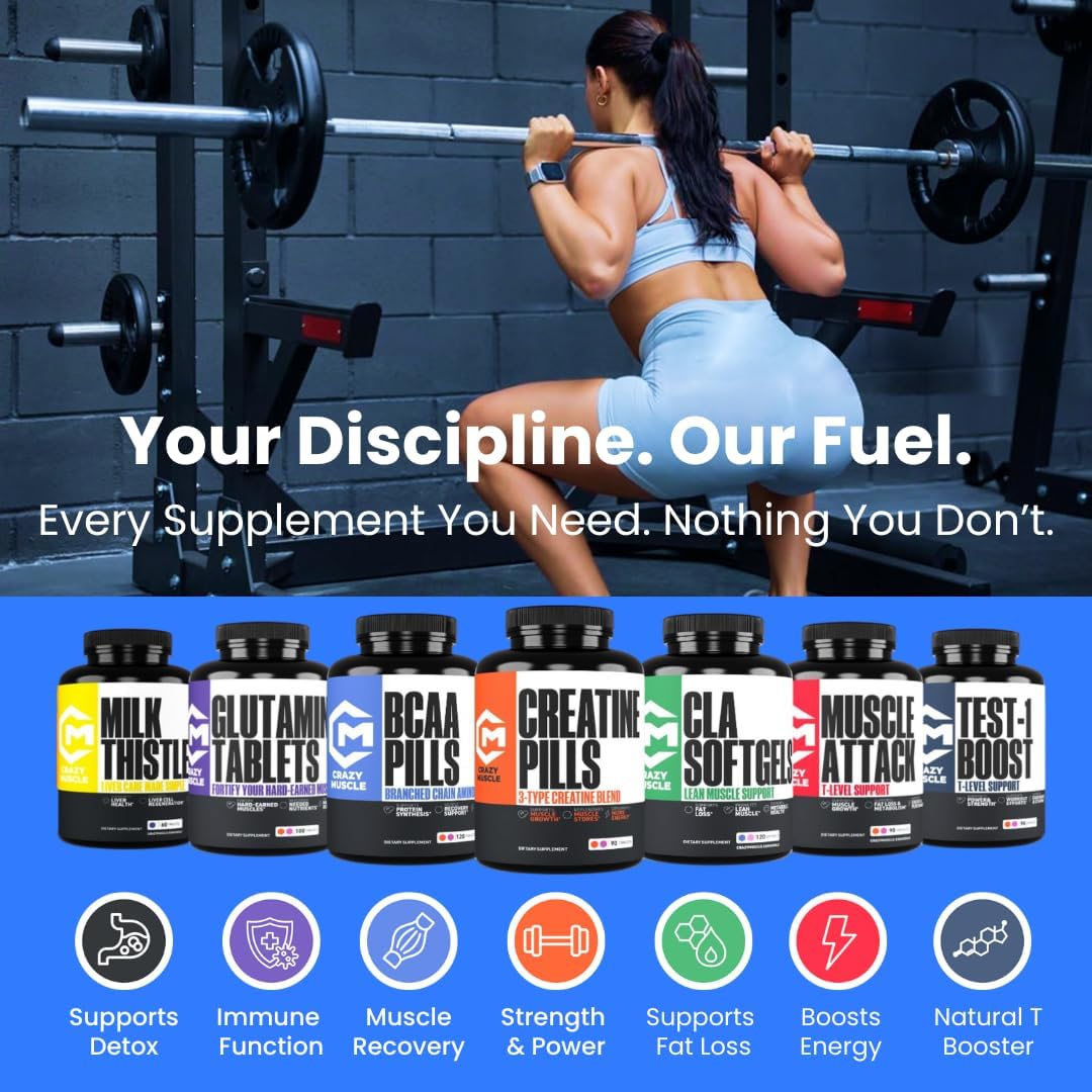 Crazy Muscle Milk Thistle Matrix, Standardized Milk Thistle Supplement for Liver Function, Health & Detox, Cleansing Formula for Metabolism, Supports Healthy Diet, 60 Servings, Pills