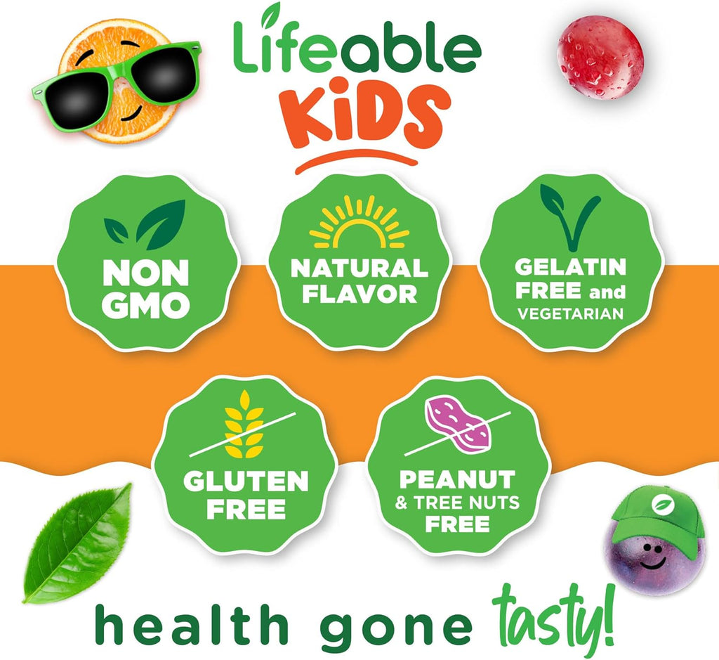 Lifeable Kids Calcium Magnesium and Vitamin D Gummies | Great Tasting Kids Calcium Gummies | for Tooth and Bone Health | Bone Strength Supplements for Kids | 90 Gummies