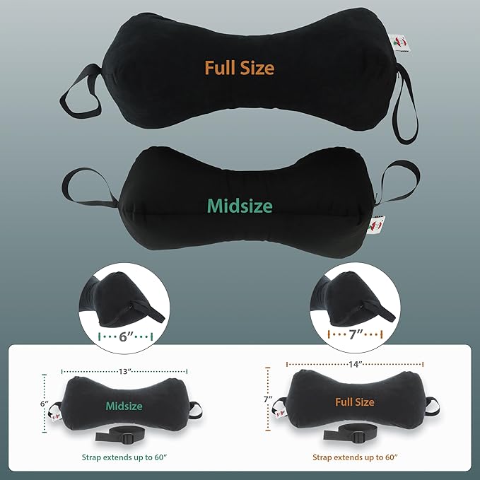 Core Products Sleep Log Bone Shaped Chiropractic Neck and Back Pillow for Cervical Support, Adjustable Firmness - Travel or Use at Home, 15" x 7" x 7", 60" Strap