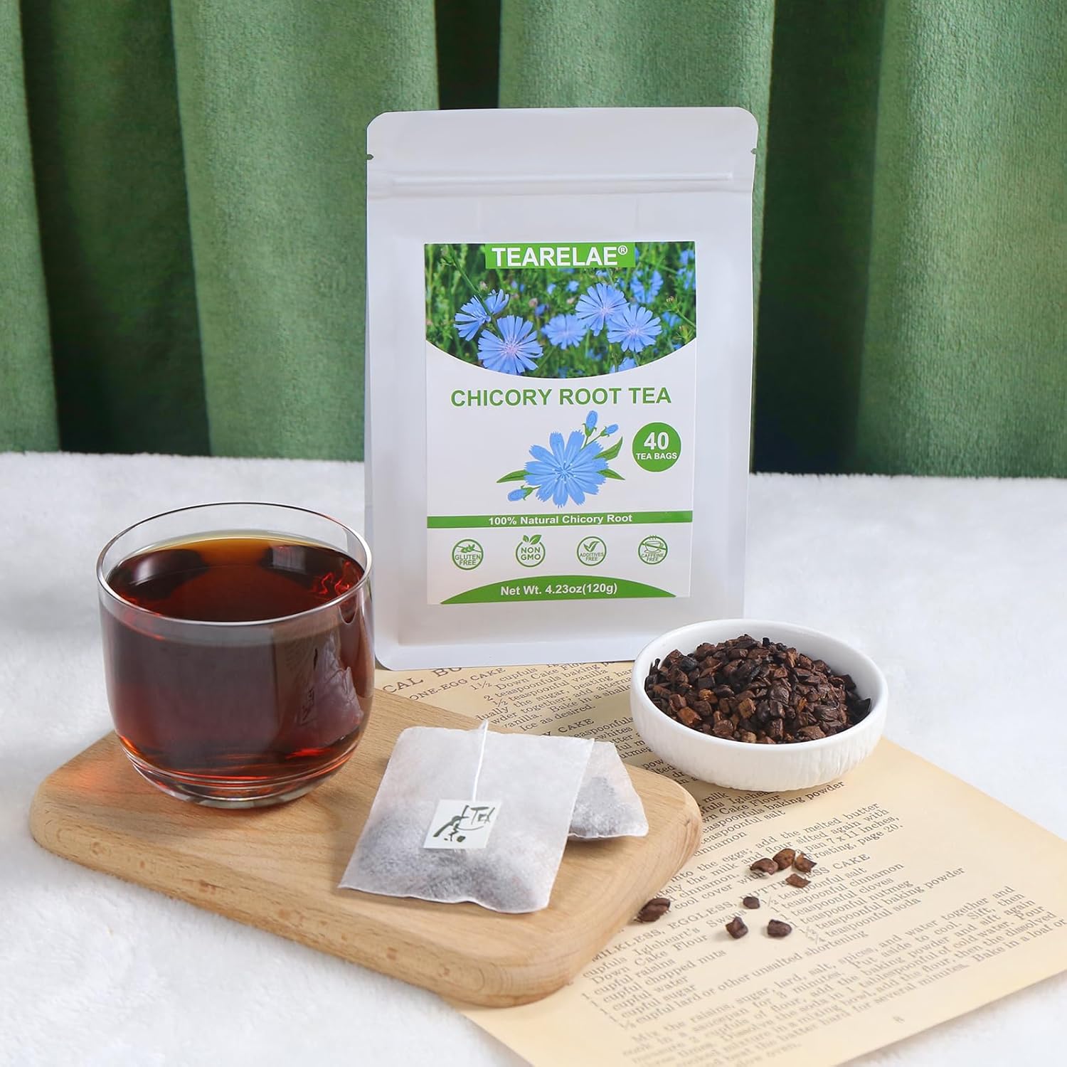 TEARELAE - Chicory Root Tea, 40 Count - Premium Chicory Tea - Natural Coffee Alternative - Caffeine-free - Non-GMO - Support Liver Health & Digestive