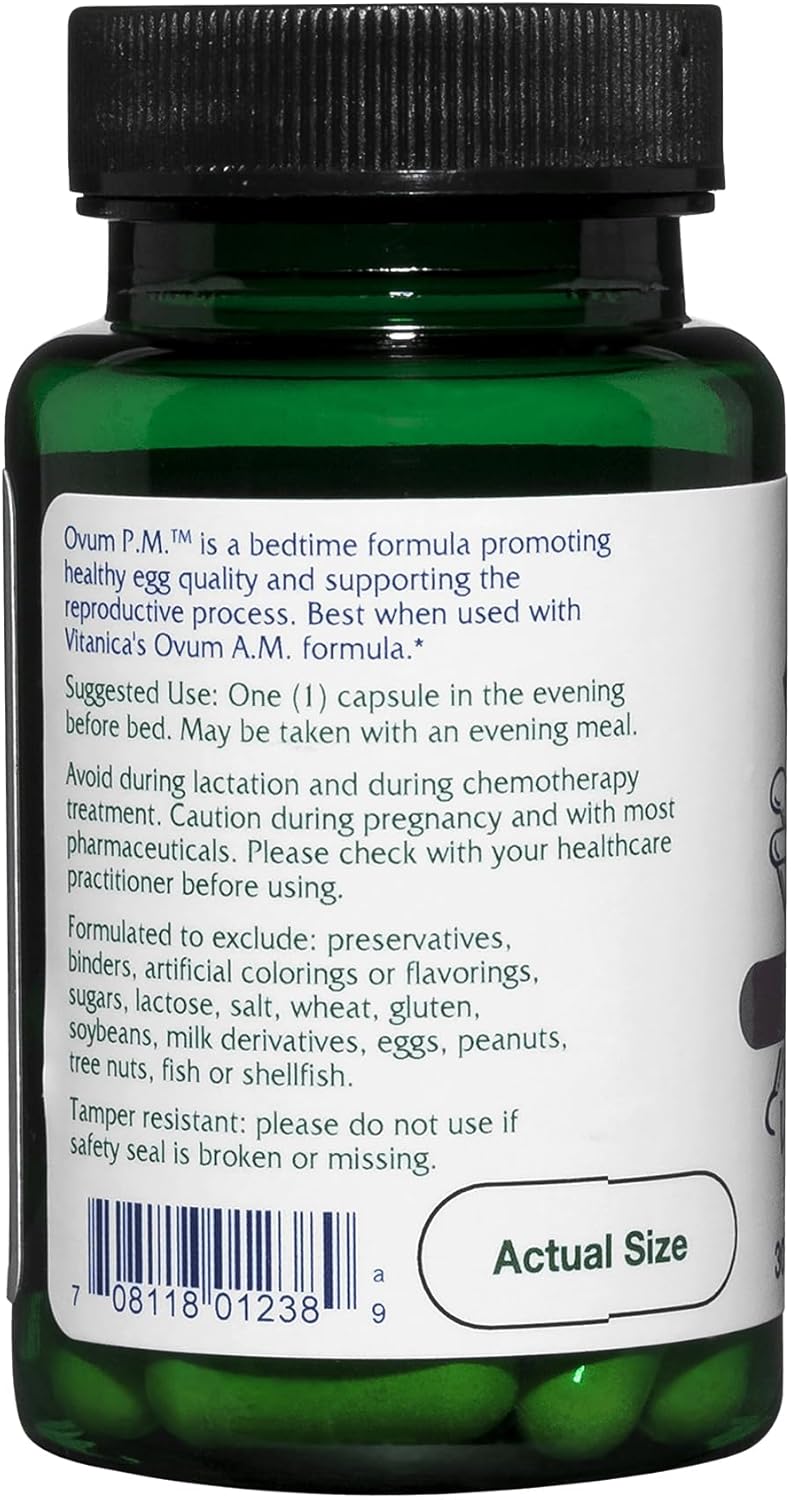 Vitanica Ovum P.M. - Egg Quality Support with Vitamin D3, Alpha Lipoic Acid & Melatonin - Works Best with Ovum A.M. - Herbal Dietary Supplement for Women's Health - Pro Logo - 30 Vegan Caps