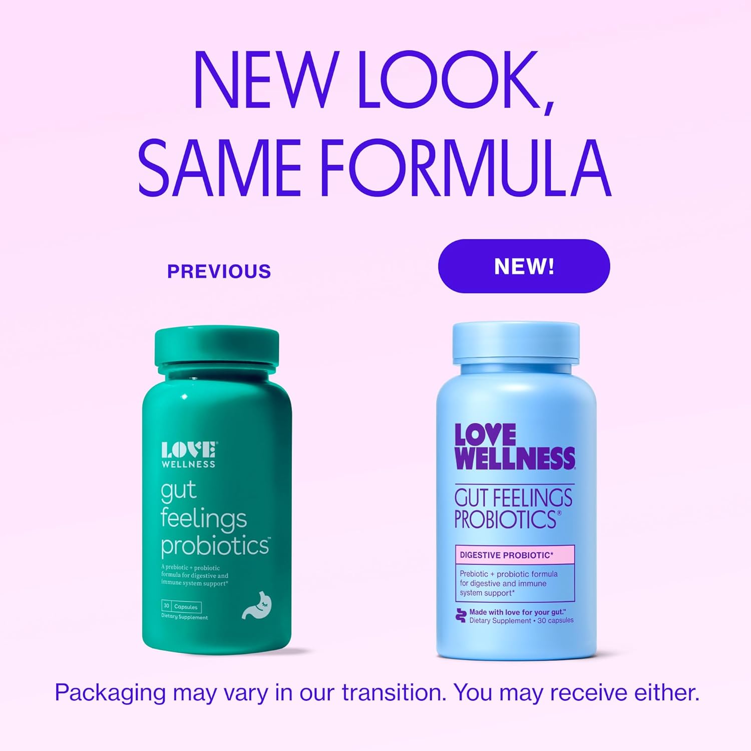 Love Wellness Gut Feelings Probiotic | Gut Health for Women, Digestion Relief & Immune Support Supplement | Womens Probiotic for Gas Relief | 3 Billion CFU | Safe Prebiotic and Postbiotic | 30 Count