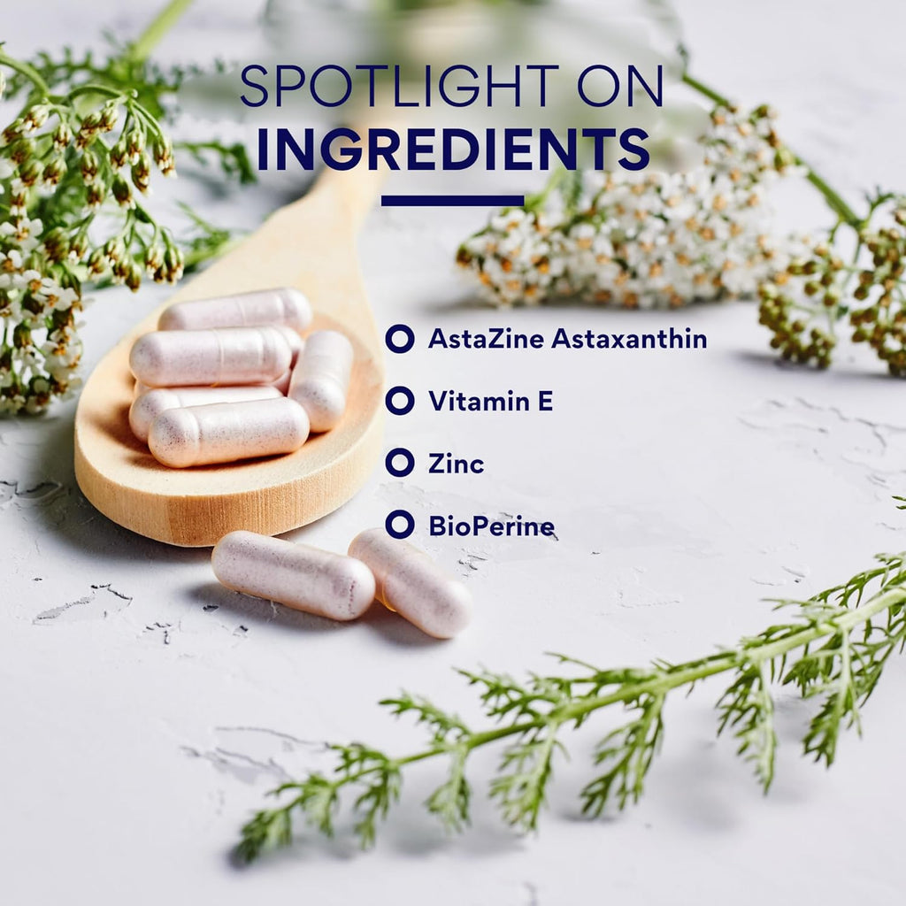 Research Verified Astaxanthin - Powerful Antioxidant, Fights Free Radicals, Supports Skin, Brain, Eyes, and Heart - Zinc RDA, Vitamin E, BioPerine - 3 Month Supply - Non-GMO, Made in The USA