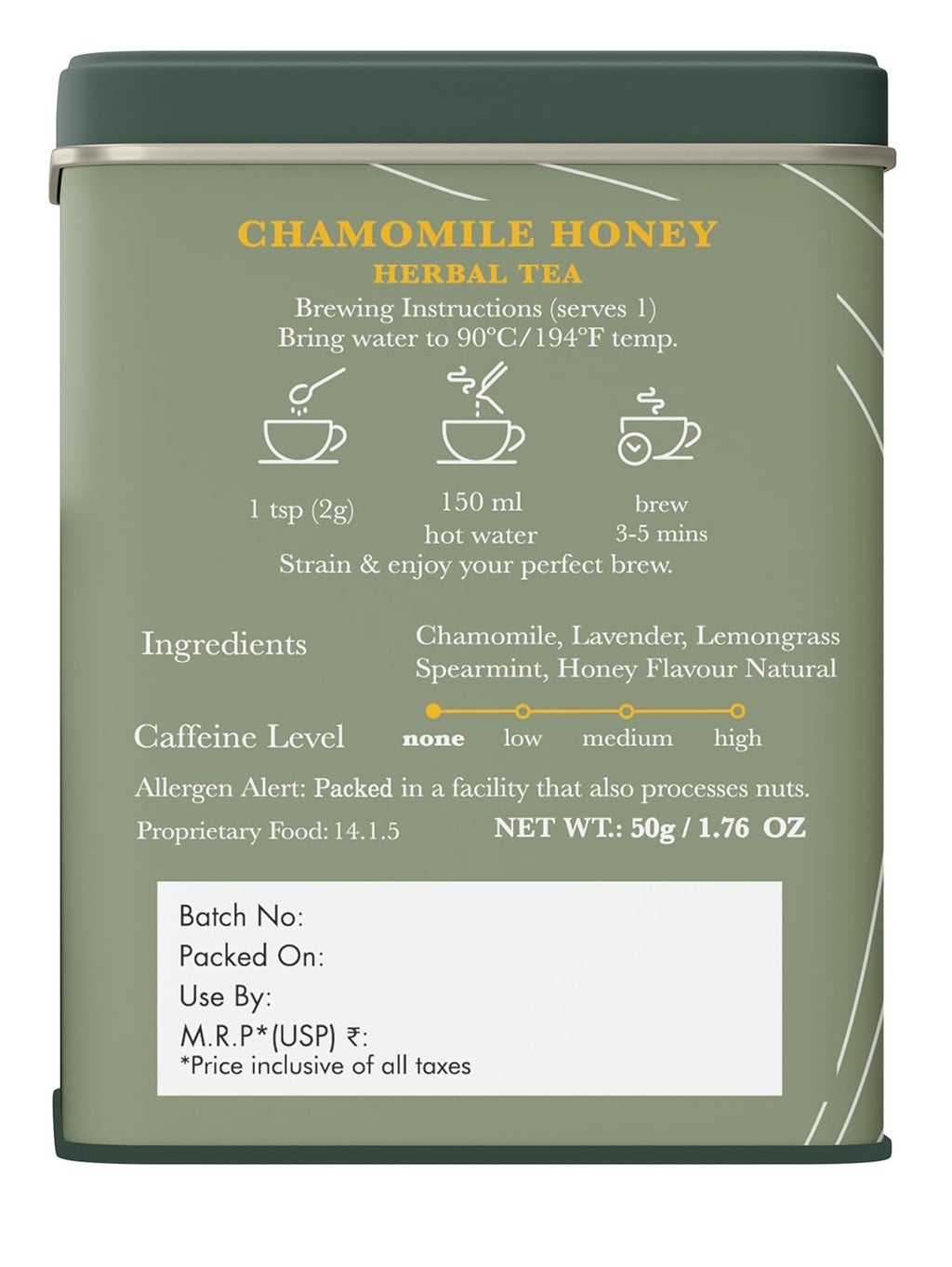 Luxmi Estates - Chamomile Honey Herbal Tea - 50g (25 Cups) | Certified Organic Tea | Caffeine-Free