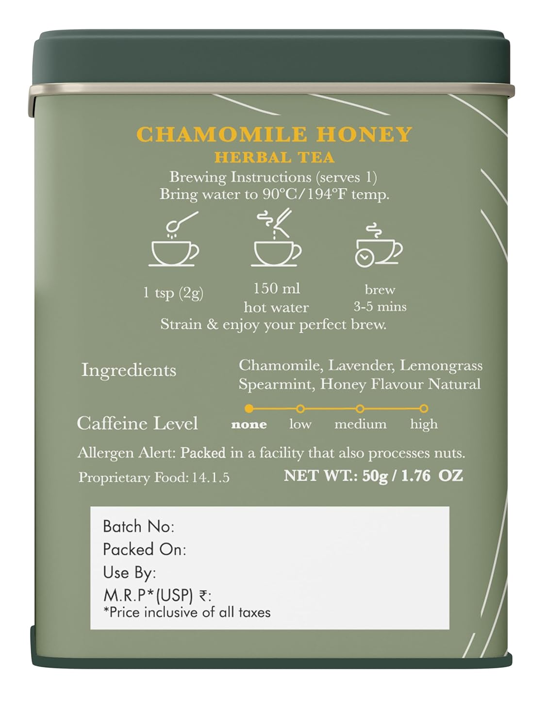 Luxmi Estates - Chamomile Honey Herbal Tea - 50g (25 Cups) | Certified Organic Tea | Caffeine-Free